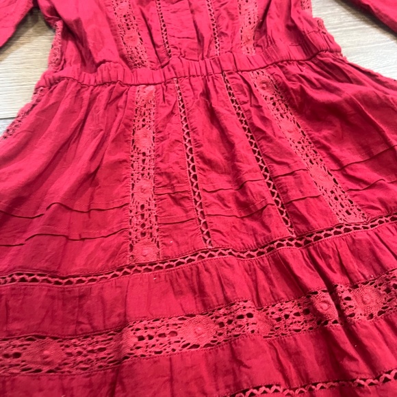 Tularosa Payton Lace Dress Burnt Cayenne 3/4 Sleeve Button Front Sz XS Revolve - Picture 4 of 14